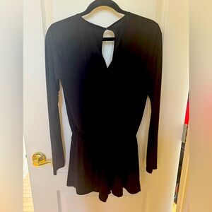 BCBG Size Small Black long sleeve shorts romper - jumpsuit with pockets. EUC